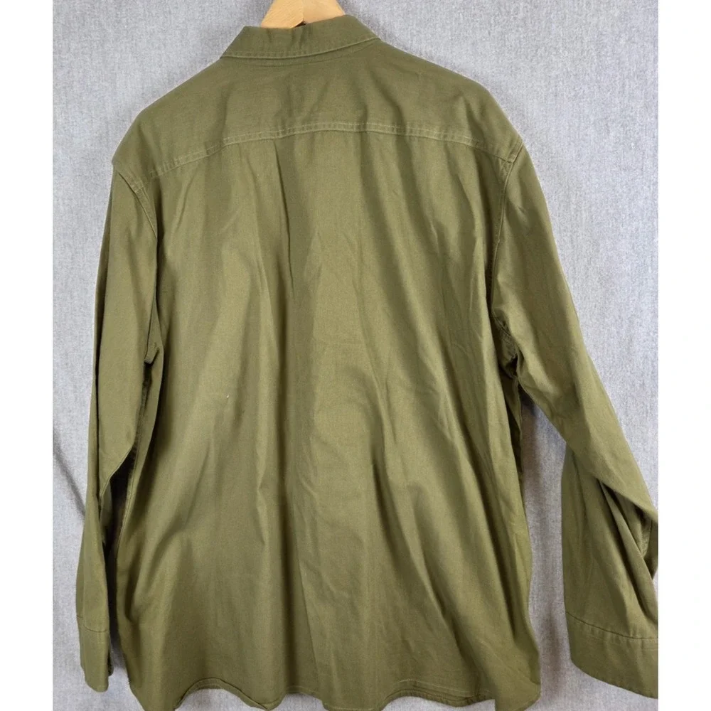 Levis Mens XL‎ Shirt Relaxed Fit Olive Green Safari Flap Pockets Cowboy Western